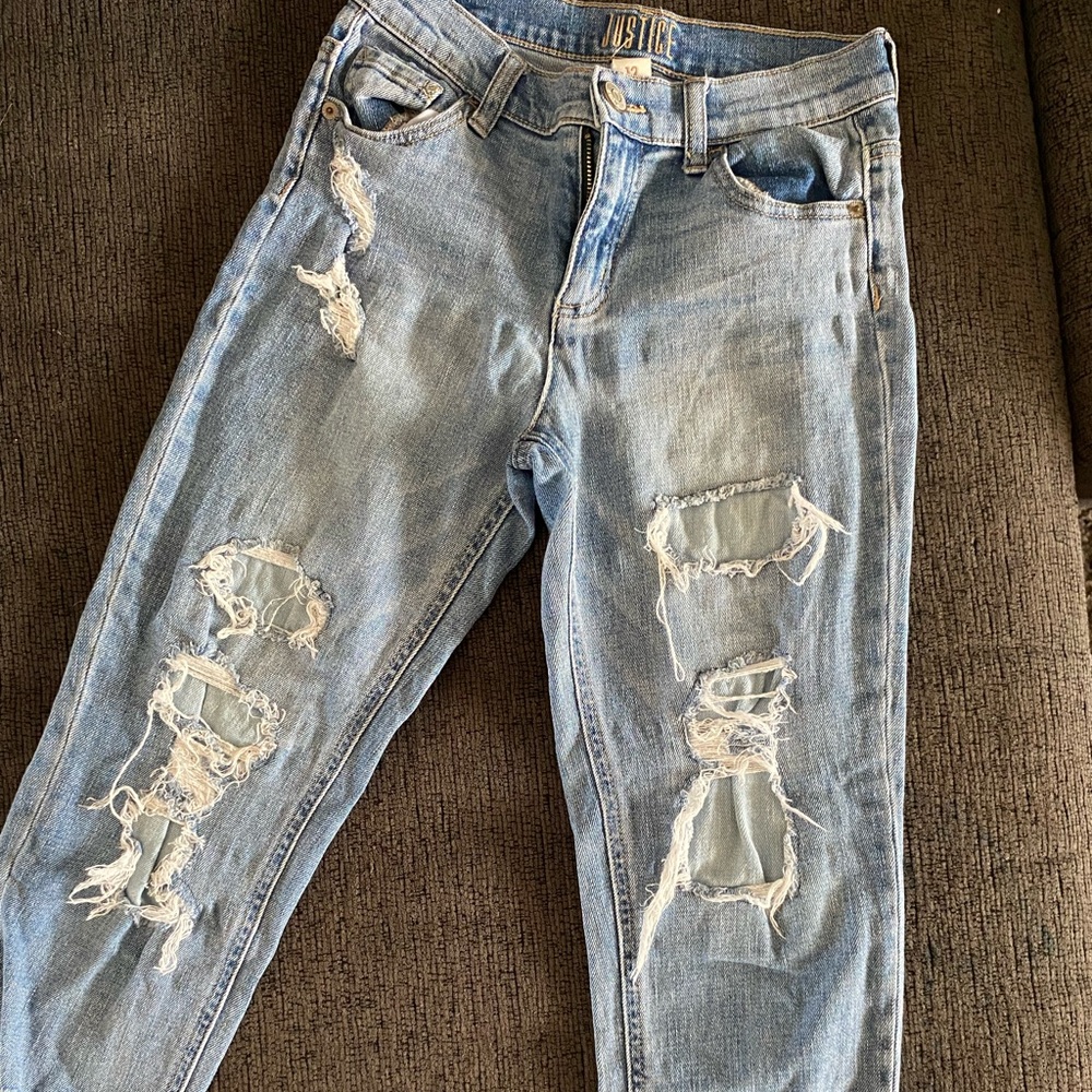 Justice boyfriend distressed jeans